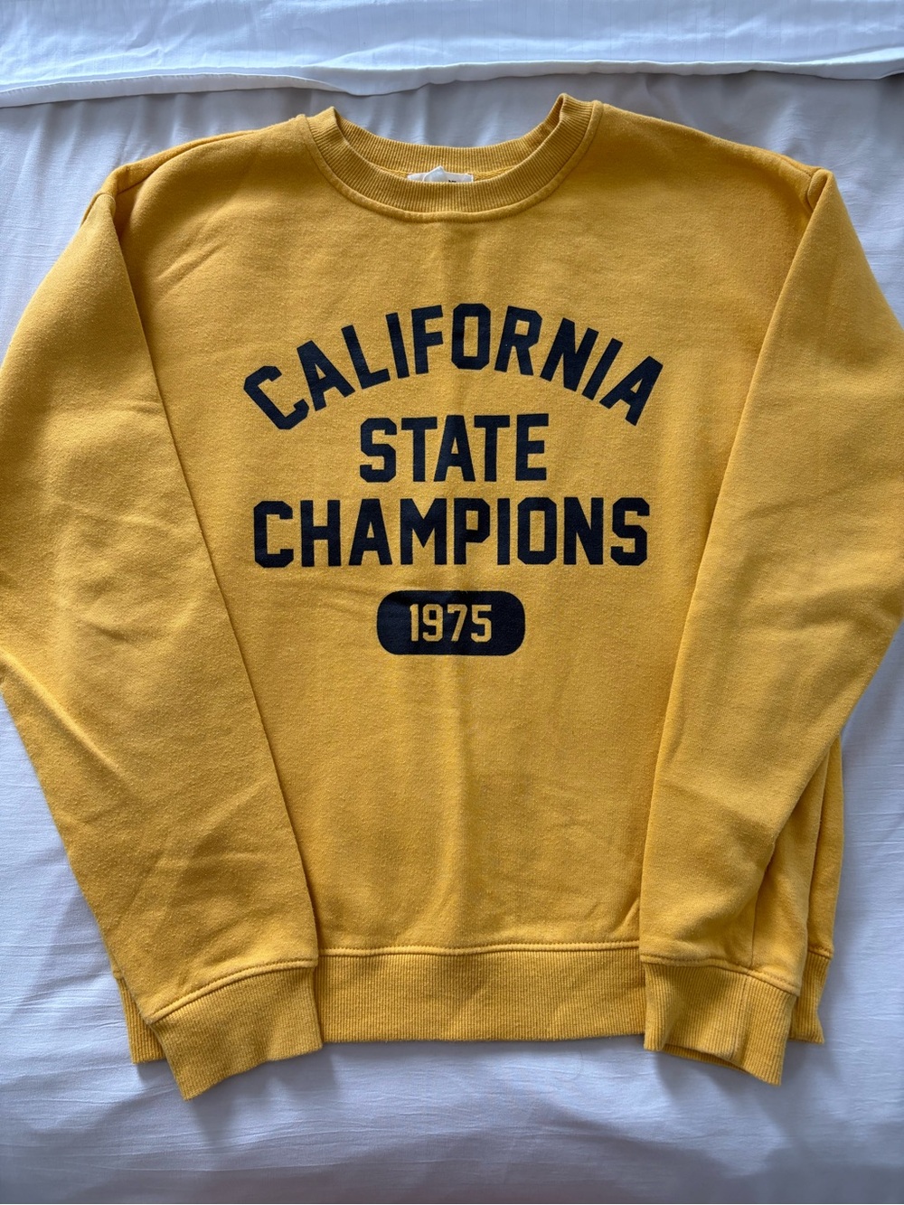 Garage Yellow Crewneck Sweatshirt with Navy Graphic